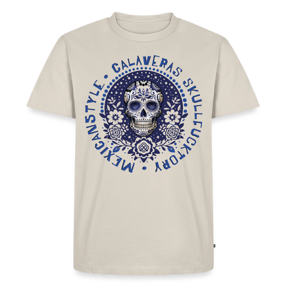 Sugar Skull Blau Design – Männer Premium T-Shirt - Beige