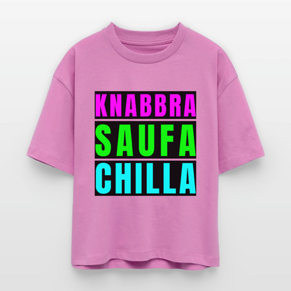 Knabbra Saufa Chilla Design – Frauen Boxy Bio-T-Shirt - Pink