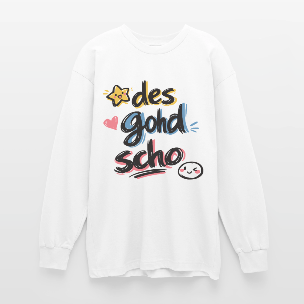 Des gohd scho Design – Oversized Langarmshirt - Weiß