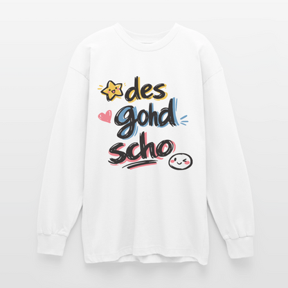 Des gohd scho Design – Oversized Langarmshirt - Weiß