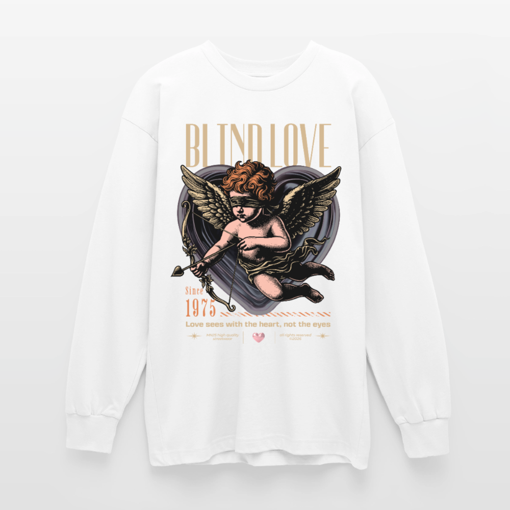 Blind Love Design – Oversized Langarmshirt - Weiß