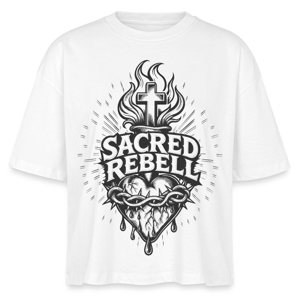 Sacred Rebell Design – Frauen Boxy Bio-T-Shirt - Weiß