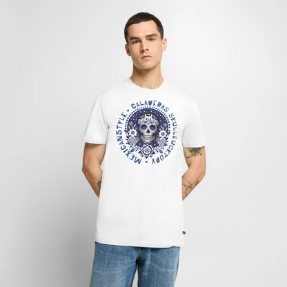 Sugar Skull Blau Design – Männer Premium T-Shirt - Weiß
