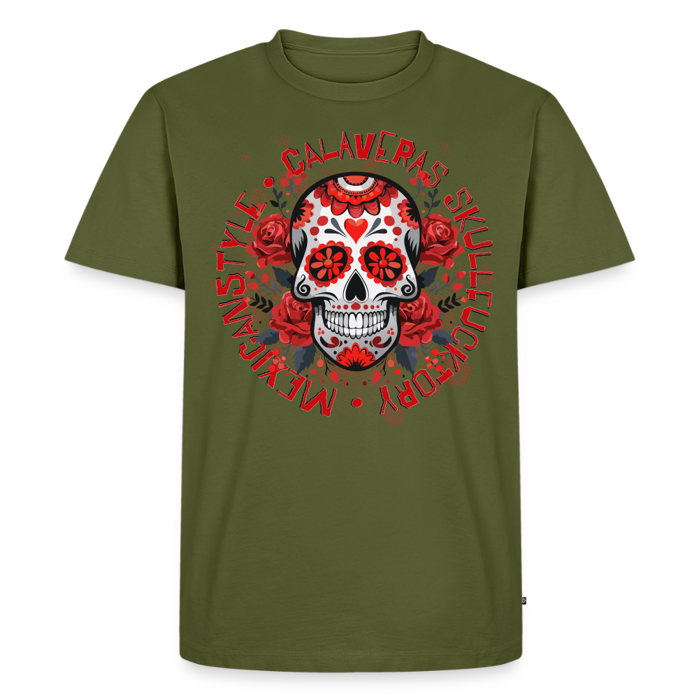 Sugar Skull Rosen Design - Männer Premium T-Shirt - Khaki