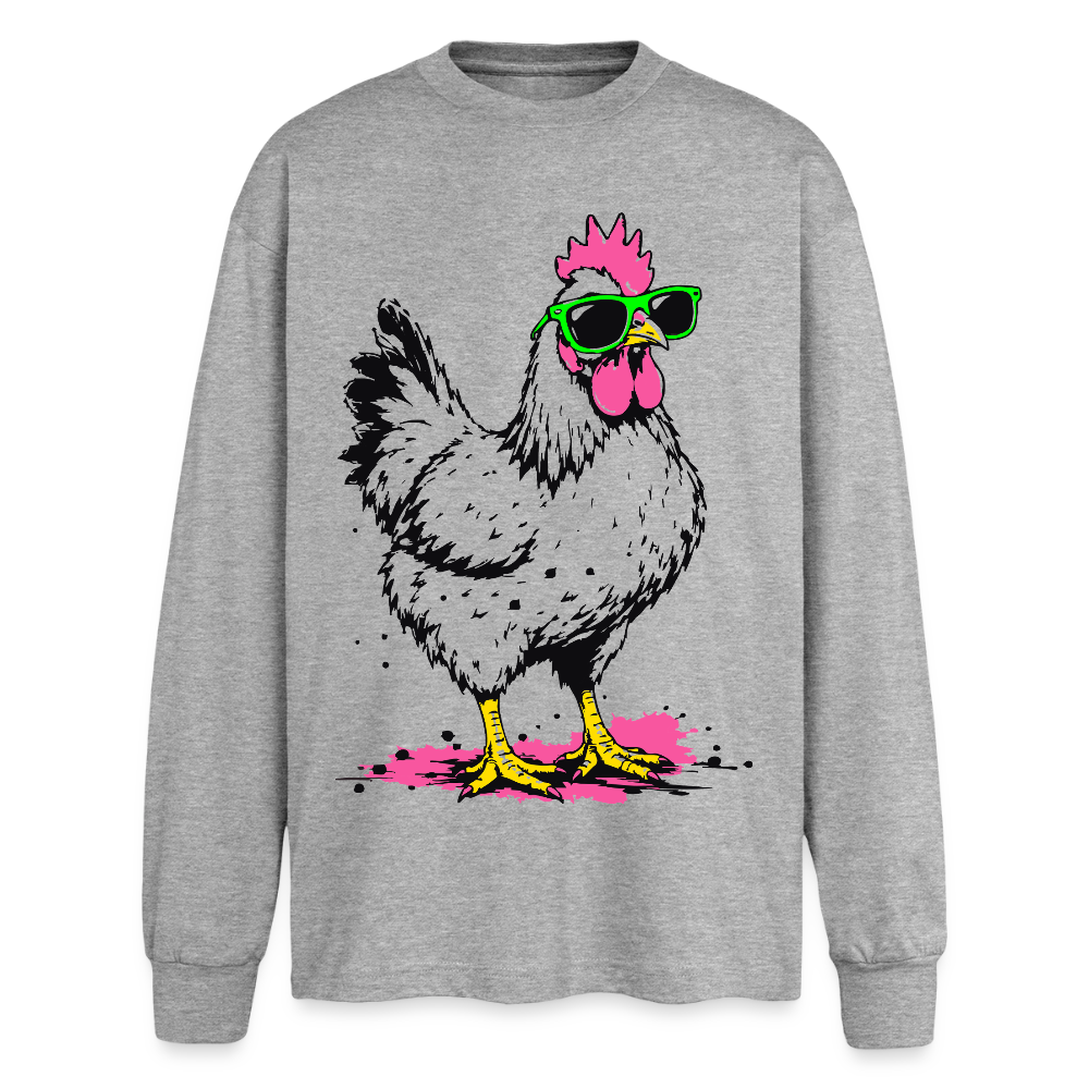 street Chicken Design – Oversized Langarmshirt - Grau meliert