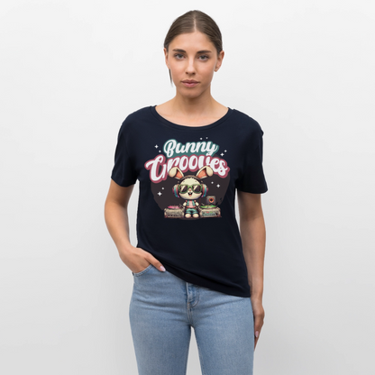 Bunny Grooves Design – Rundhals Frauen Bio-T-Shirt - Navy