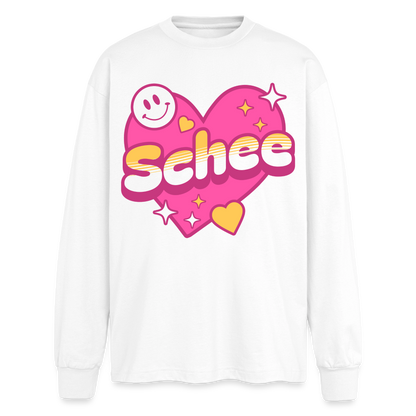 Schnee Design – Oversized Langarmshirt - Weiß