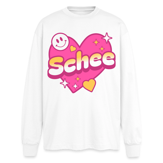 Schnee Design – Oversized Langarmshirt - Weiß
