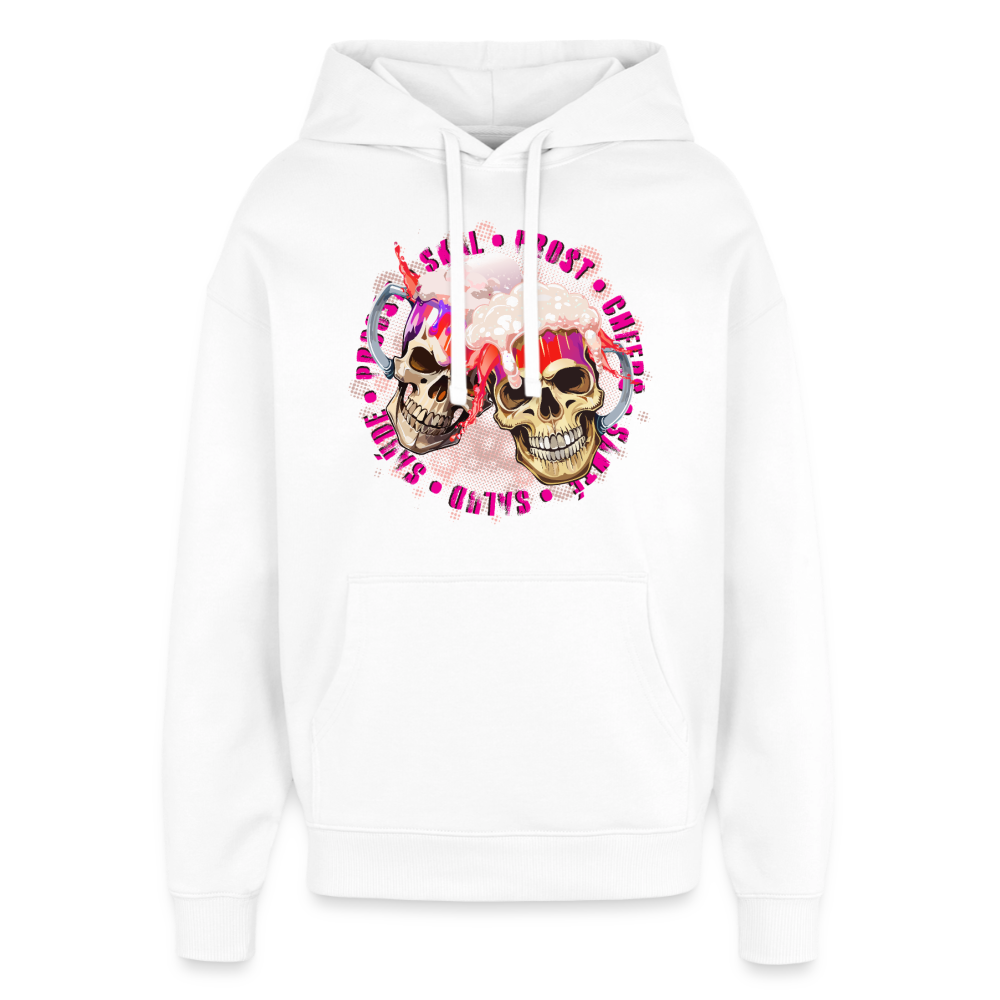 Party Skull Design Pink – Oversized Unisex Hoodie - Weiß