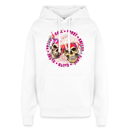 Party Skull Design Pink – Oversized Unisex Hoodie - Weiß