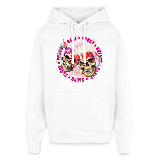 Party Skull Design Pink – Oversized Unisex Hoodie - Weiß