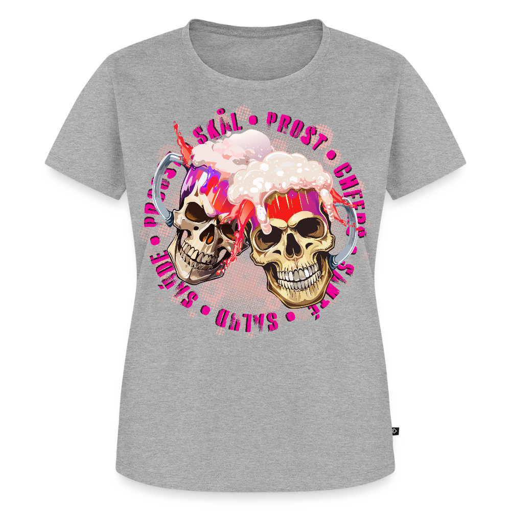 Party Skull Design Pink – Frauen Premium T-Shirt - Grau meliert