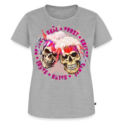 Party Skull Design Pink – Frauen Premium T-Shirt - Grau meliert
