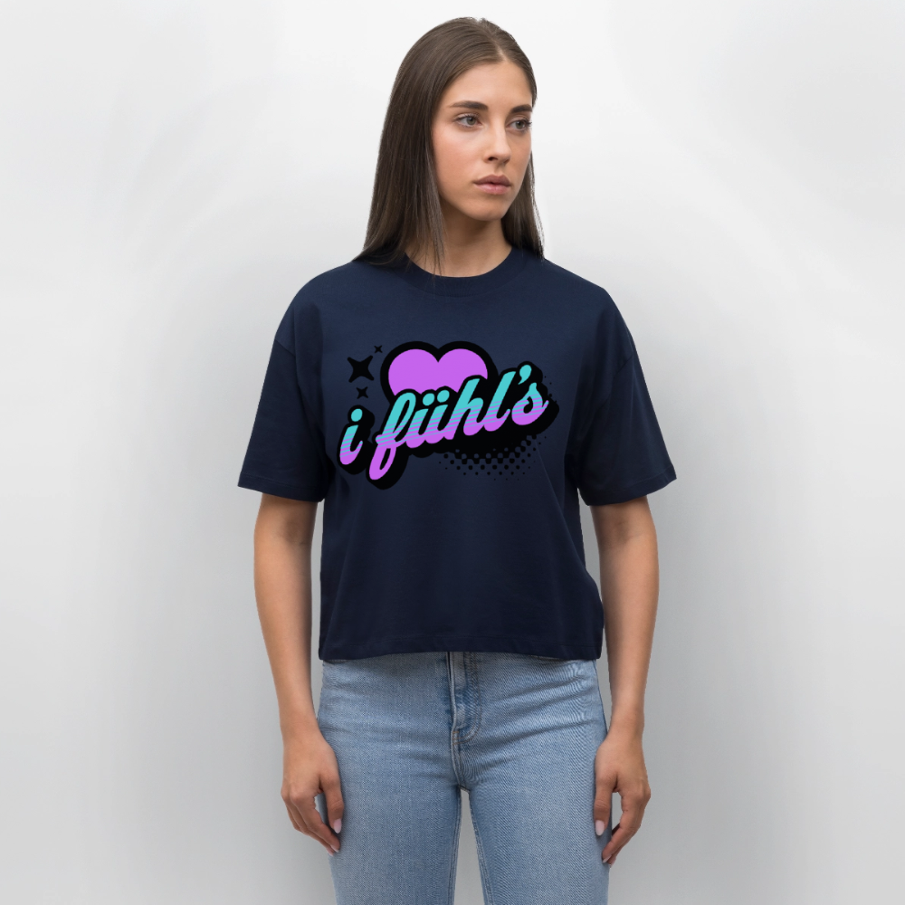 i fühl‘s Design – Frauen Boxy Bio-T-Shirt - Navy