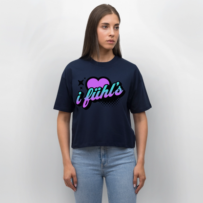 i fühl‘s Design – Frauen Boxy Bio-T-Shirt - Navy