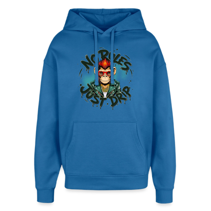 Monkey No Rules Design – Oversized Unisex Hoodie - Achtsames Blau