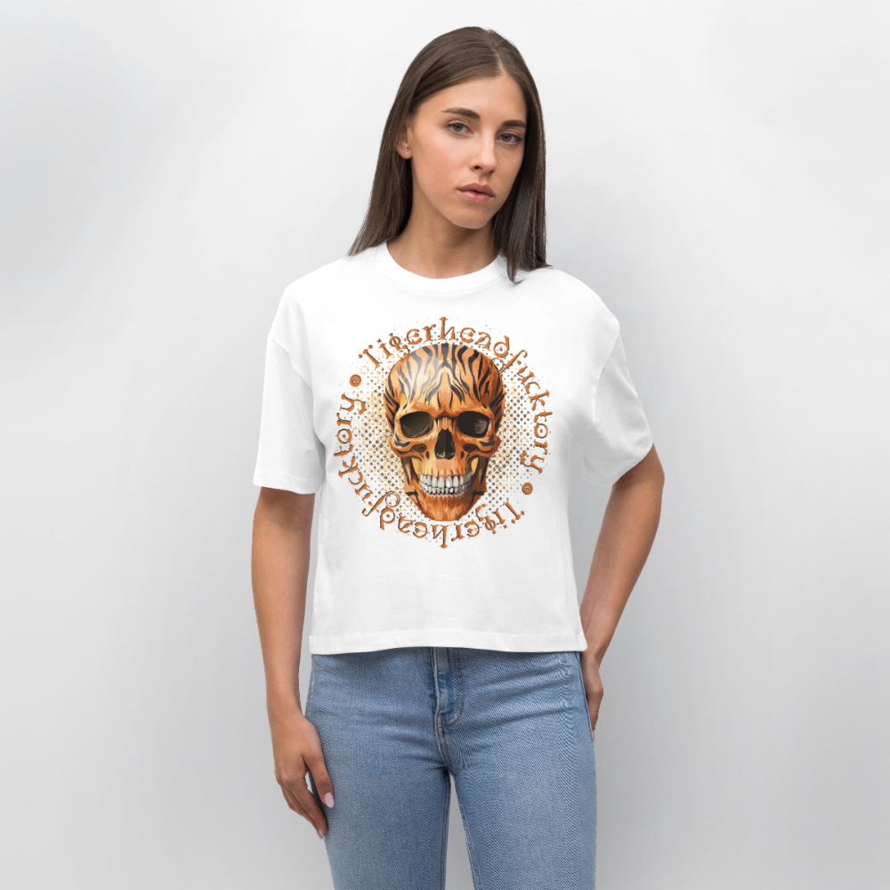 Tiger skull Design – Frauen Boxy Bio-T-Shirt - Weiß