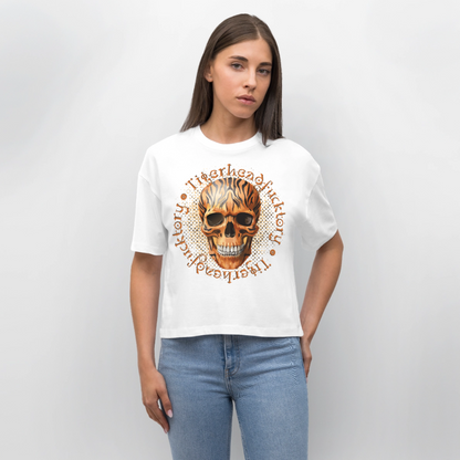 Tiger skull Design – Frauen Boxy Bio-T-Shirt - Weiß