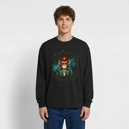 Monkey No Rules Design – Oversized Langarmshirt - Schwarz