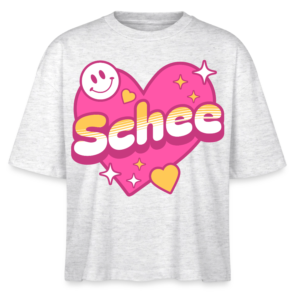 Schnee Design – Frauen Boxy Bio-T-Shirt - Weiß meliert