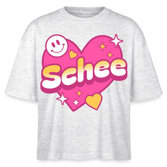 Schnee Design – Frauen Boxy Bio-T-Shirt - Weiß meliert