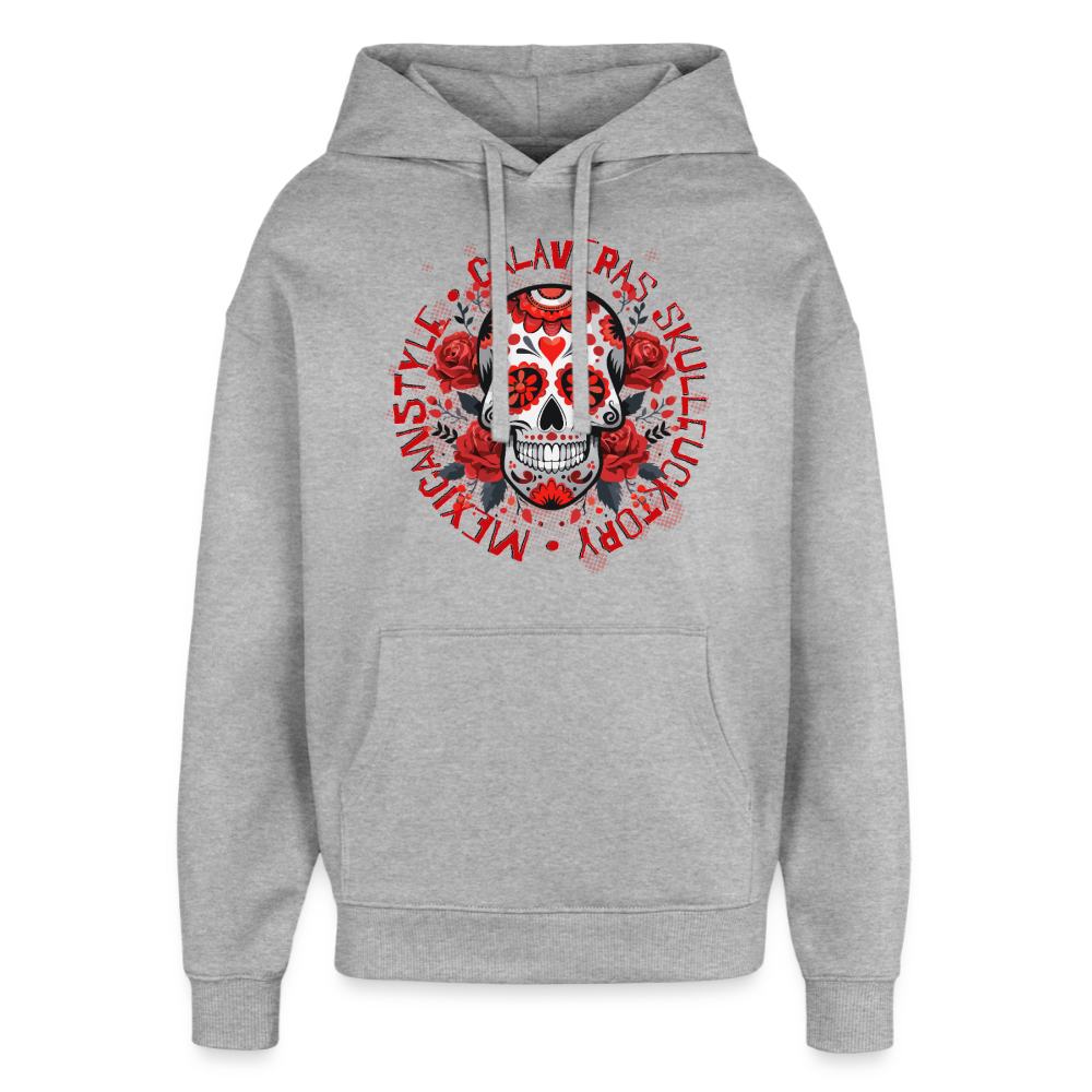 Sugar Skull Rosen Design - Oversized Unisex Hoodie - Grau meliert