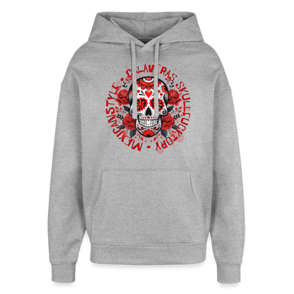 Sugar Skull Rosen Design - Oversized Unisex Hoodie - Grau meliert