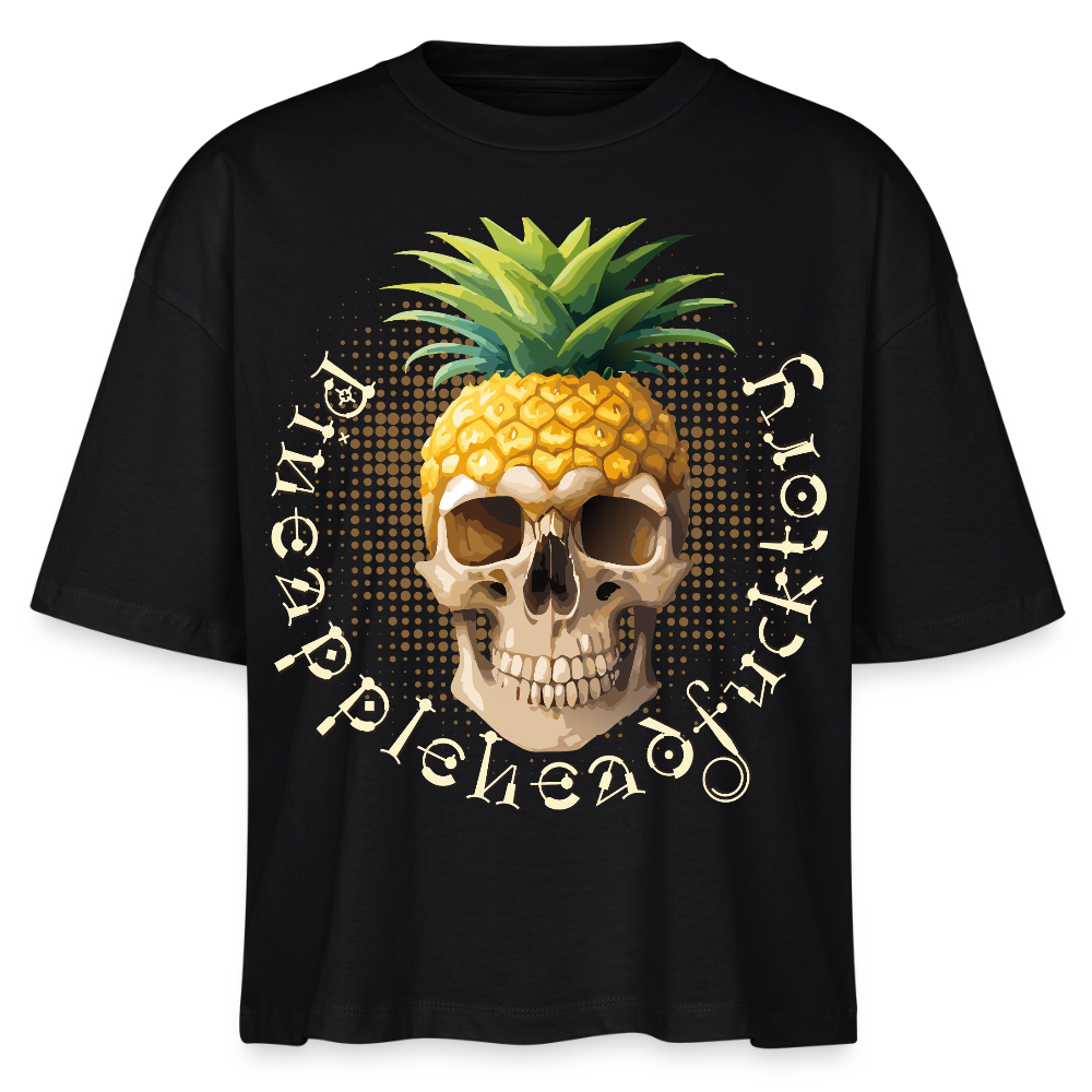 Pineapple Skull Design - Frauen Boxy Bio-T-Shirt - Schwarz