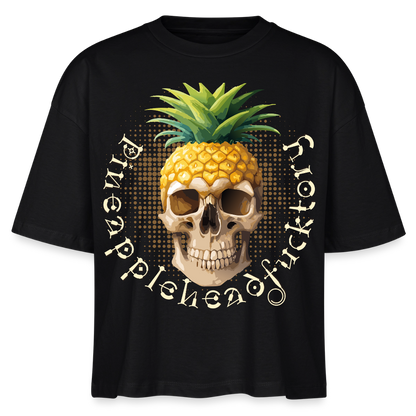 Pineapple Skull Design - Frauen Boxy Bio-T-Shirt - Schwarz