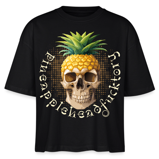 Pineapple Skull Design - Frauen Boxy Bio-T-Shirt - Schwarz