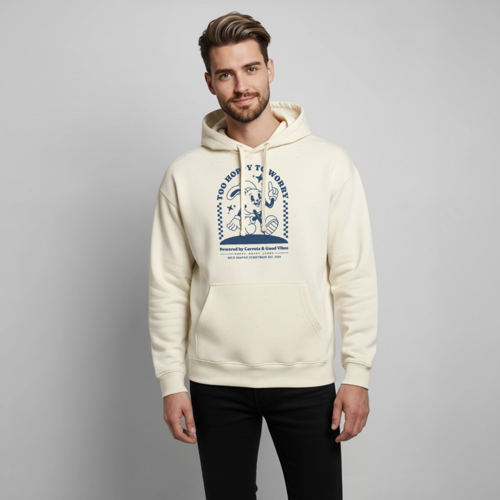 Too Hoppy Too Worry Design – Oversized Unisex Hoodie - Natur