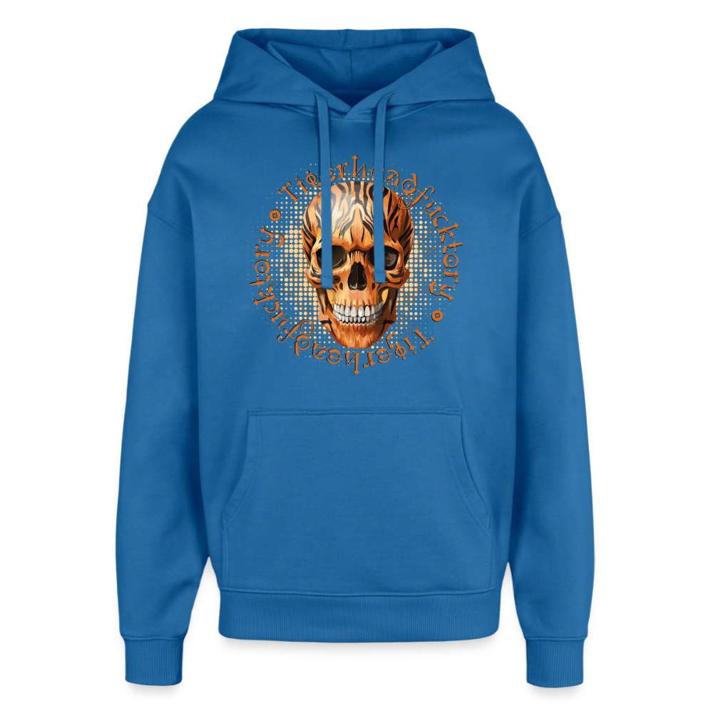 Tiger Skull Design – Oversized Unisex Hoodie - Achtsames Blau