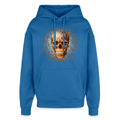 Tiger Skull Design – Oversized Unisex Hoodie - Achtsames Blau