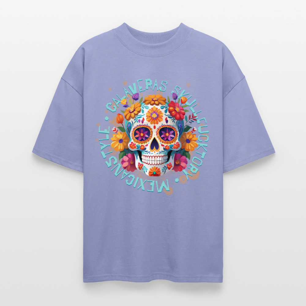 Sugar Skull Blumen – Oversized Unisex Bio T-Shirt - Violett