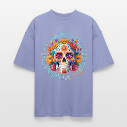 Sugar Skull Blumen – Oversized Unisex Bio T-Shirt - Violett