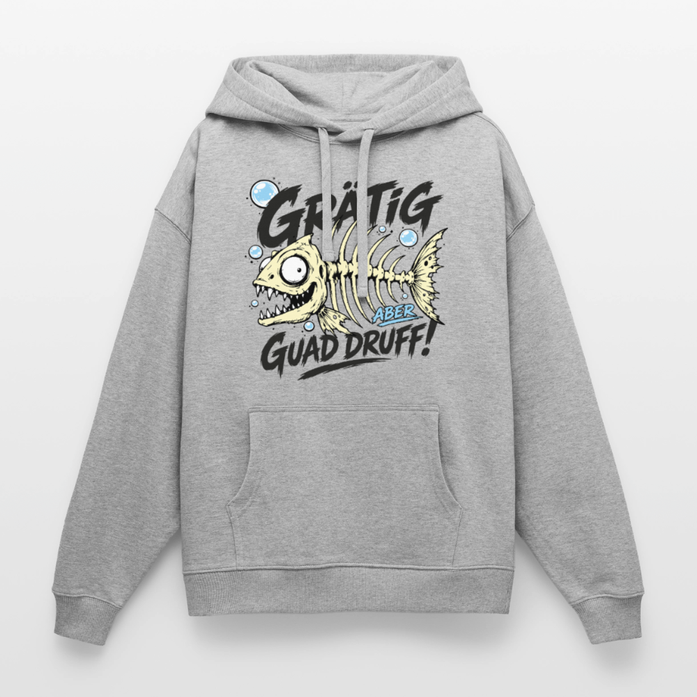 Fischskelett Grätig Design – Oversized Unisex Hoodie - Grau meliert