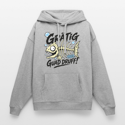 Fischskelett Grätig Design – Oversized Unisex Hoodie - Grau meliert