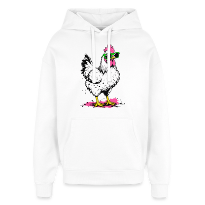 Street Chicken Design – Oversized Unisex Hoodie - Weiß