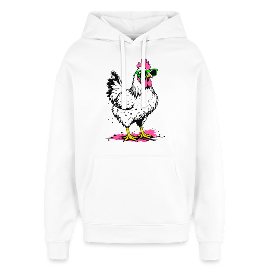 Street Chicken Design – Oversized Unisex Hoodie - Weiß