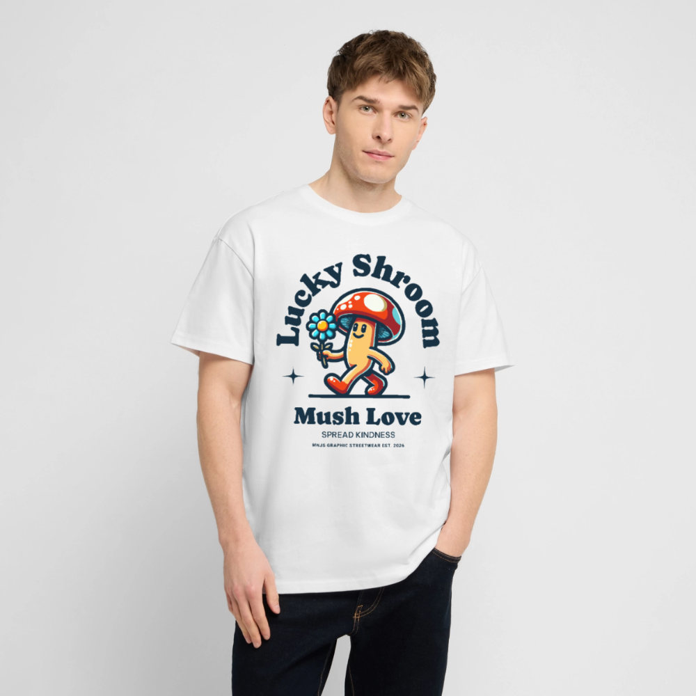 Lucky Shroom Design – Oversized Unisex Bio T-Shirt - Weiß