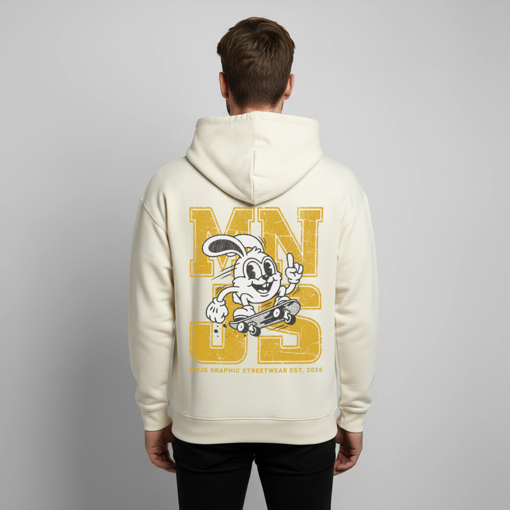 Skate Bunny Design – Oversized Unisex Hoodie - Natur