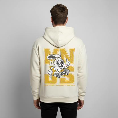 Skate Bunny Design – Oversized Unisex Hoodie - Natur