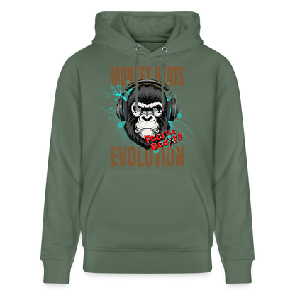 Monkey Beats Design – Unisex Bio-Hoodie - Tanngrün