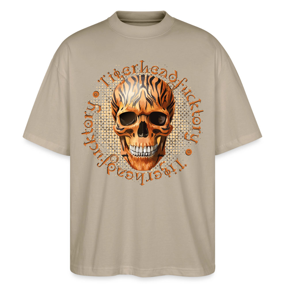 Tiger Skull Design – Oversized Unisex Bio T-Shirt - Steingrau