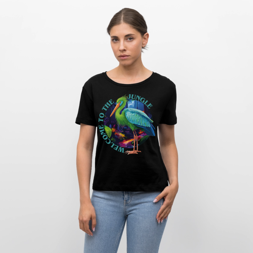 Jungle Design – Rundhals Frauen Bio-T-Shirt - Schwarz