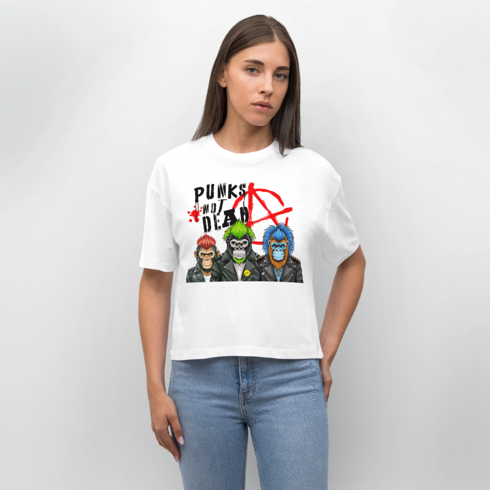 Punks Not Dead Design – Frauen Boxy Bio-T-Shirt - Weiß