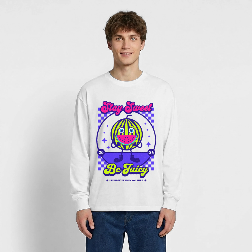Stay Sweet Design – Oversized Langarmshirt - Weiß