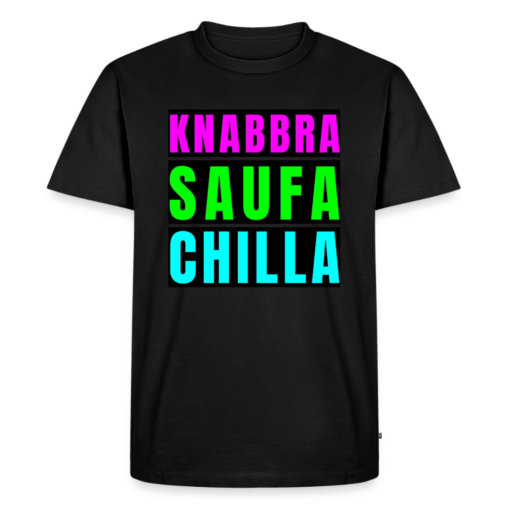 Knabbra Saufa Chilla Design – Männer Premium T-Shirt - Schwarz