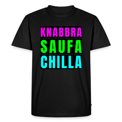 Knabbra Saufa Chilla Design – Männer Premium T-Shirt - Schwarz