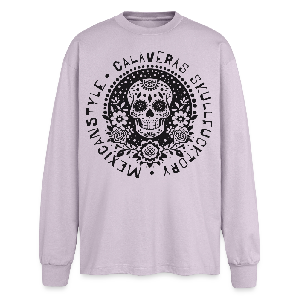 Sugar Skull Black Design - Oversized Langarmshirt - verblasstes Lila